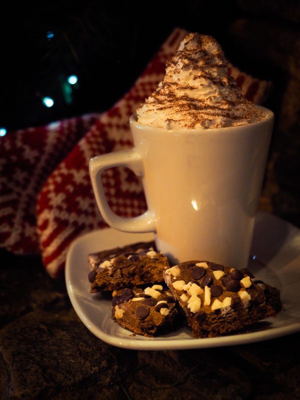 Hot Chocolate with choc chip cookies at Snowtrax in Dorset